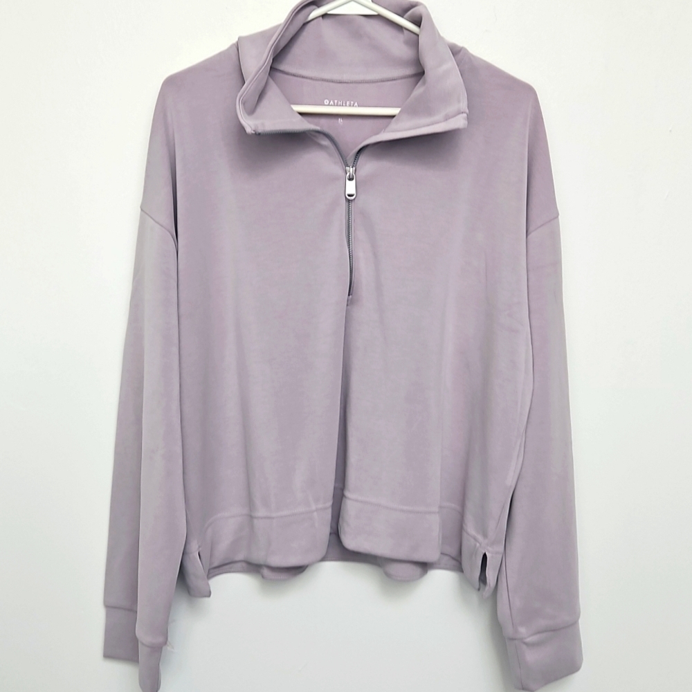 Athleta Seasoft Quarter Zip Purple Lavender Size XL Soft Pullover Sweater New - Picture 3 of 9